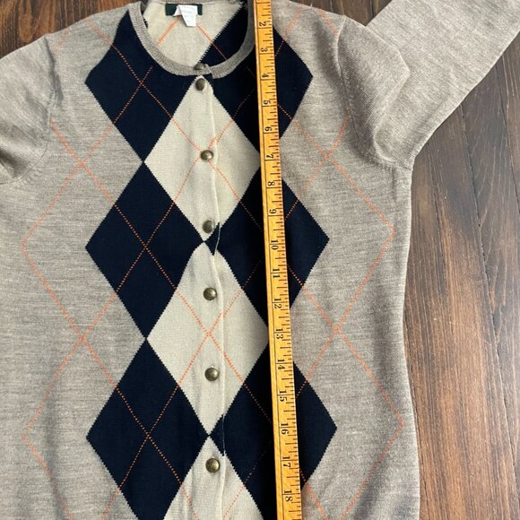 Vintage J Crew Argyle Merino Wool Cardigan Sweater Women's - XS - Picture 4 of 8